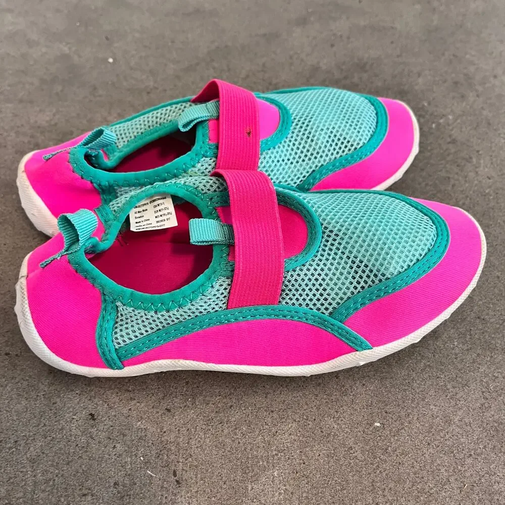 pink teal Youth girls water shoes size 13 slip on outdoor